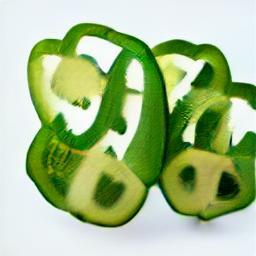 generated: a green pepper sliced into many pieces #1